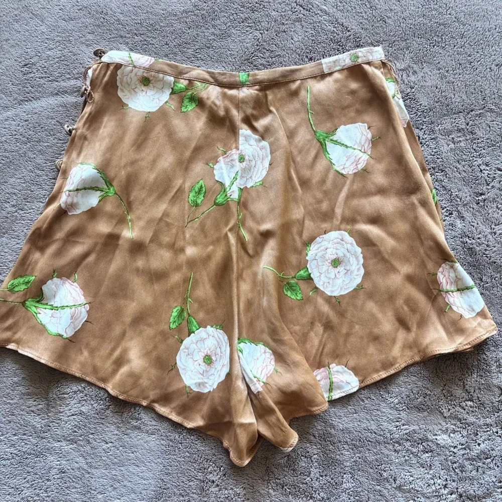 Maeve Anthropologie shorts Floral  Brown Caramel Size 4 - Picture 4 of 5